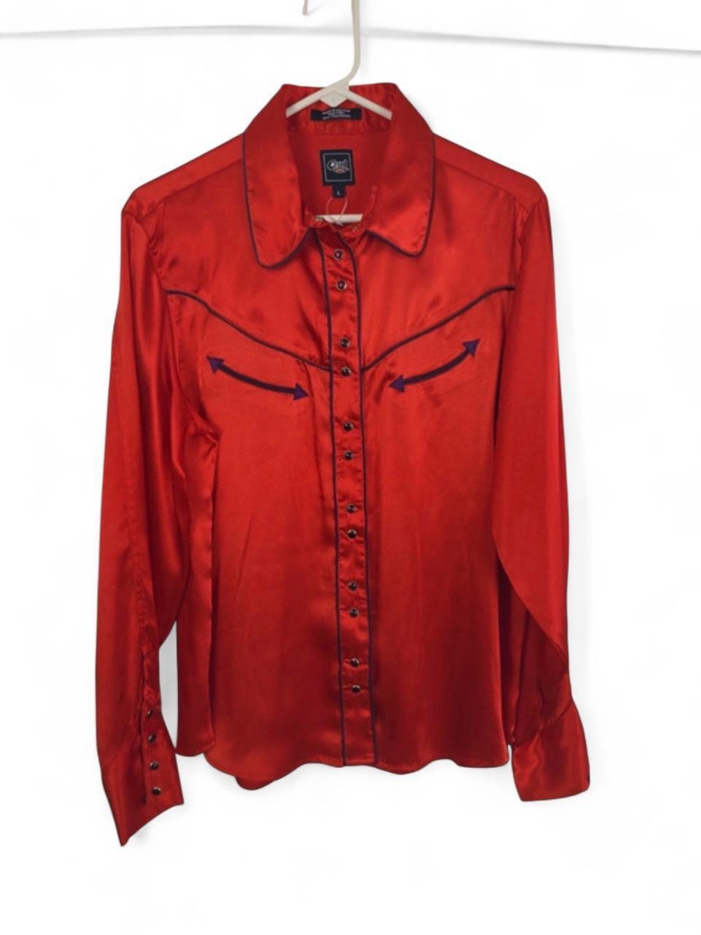Cruel Girl Red Satin Button-Down Western Shirt L Rodeo Queen Western Cowgirl